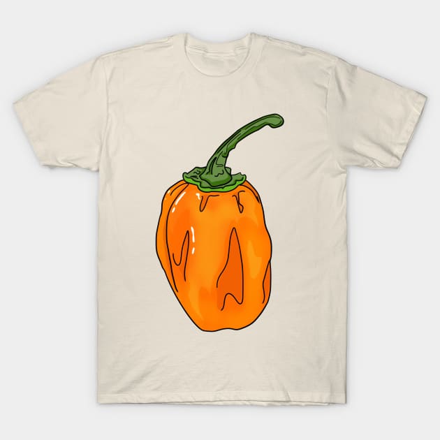 Habanero Orange Chili Pepper T-Shirt by MojoCoffeeTime
